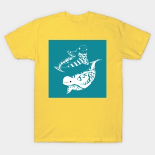 beluga twins the dolphin whales ecopop pattern T-Shirt